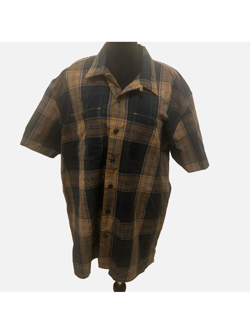 CC Filson Men's Plaid Button Up Short Sleeve Cotton Shirt Thick Preppy Hipster